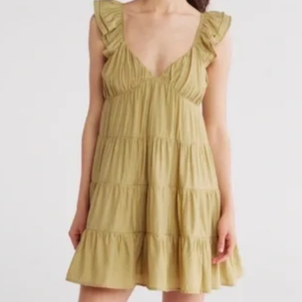 Olive Green Tiered Dress